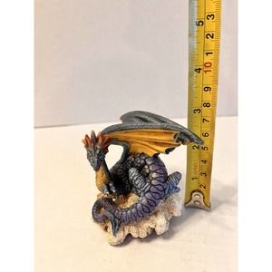 Vintage 1998 Dragon on a Rock Handmade Resin Figurine, 3.25” Height